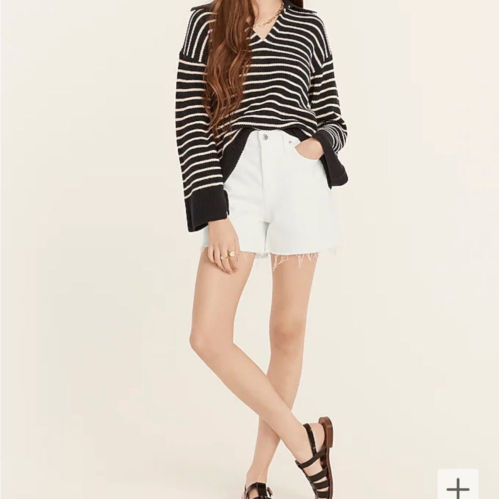 J‎ Crew High-rise denim short in white Womens 27